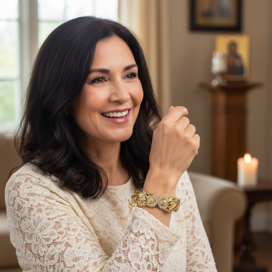 BR-12 Brazalete/Bracelet con San Judas Zirconia Blanca