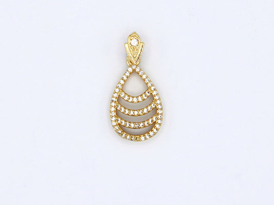PN-353 Colgante Lágrima con Piedra Blanca/ Dije Piedra Blanca Incluye Cadena Mixta 18"-20"