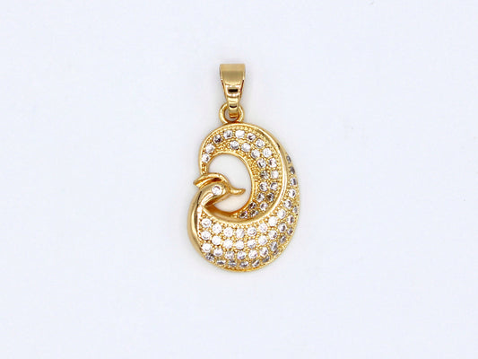 PN-354 Colgante Cisne con Piedras Blancas/ Dije Cisne con Piedra Blanca Incluye Cadena Mixta 18"-20"