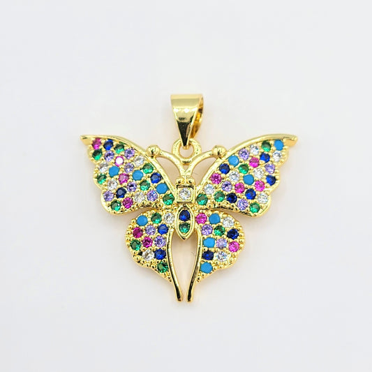 PN-561 Dije Mariposa Multicolor Incluye Cadena Mixta 18"-20"