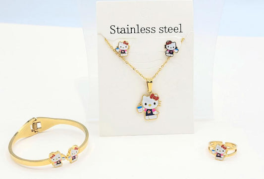 SS-8 Stainless Steel Little Girl Set Hello Kitty with Star