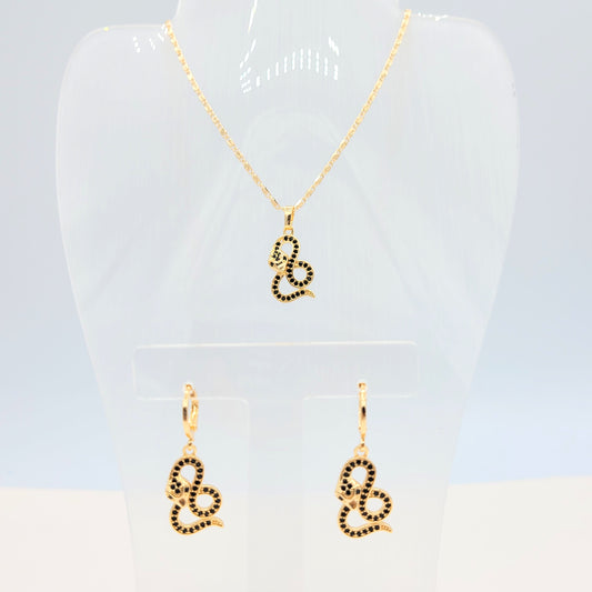S-321 Conjunto Serpiente piedra negra 18k