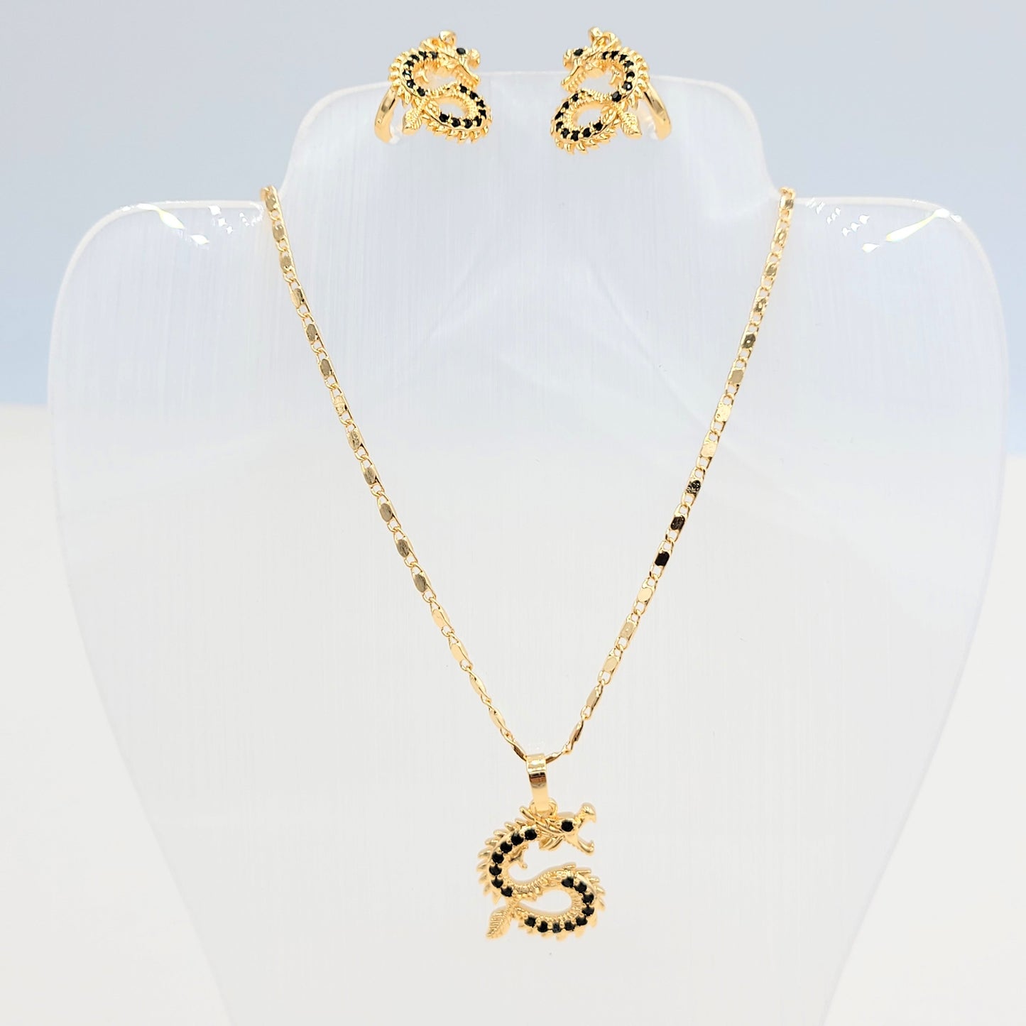 S-341 Set 18k Dragon set completo Piedra zirconia Negra