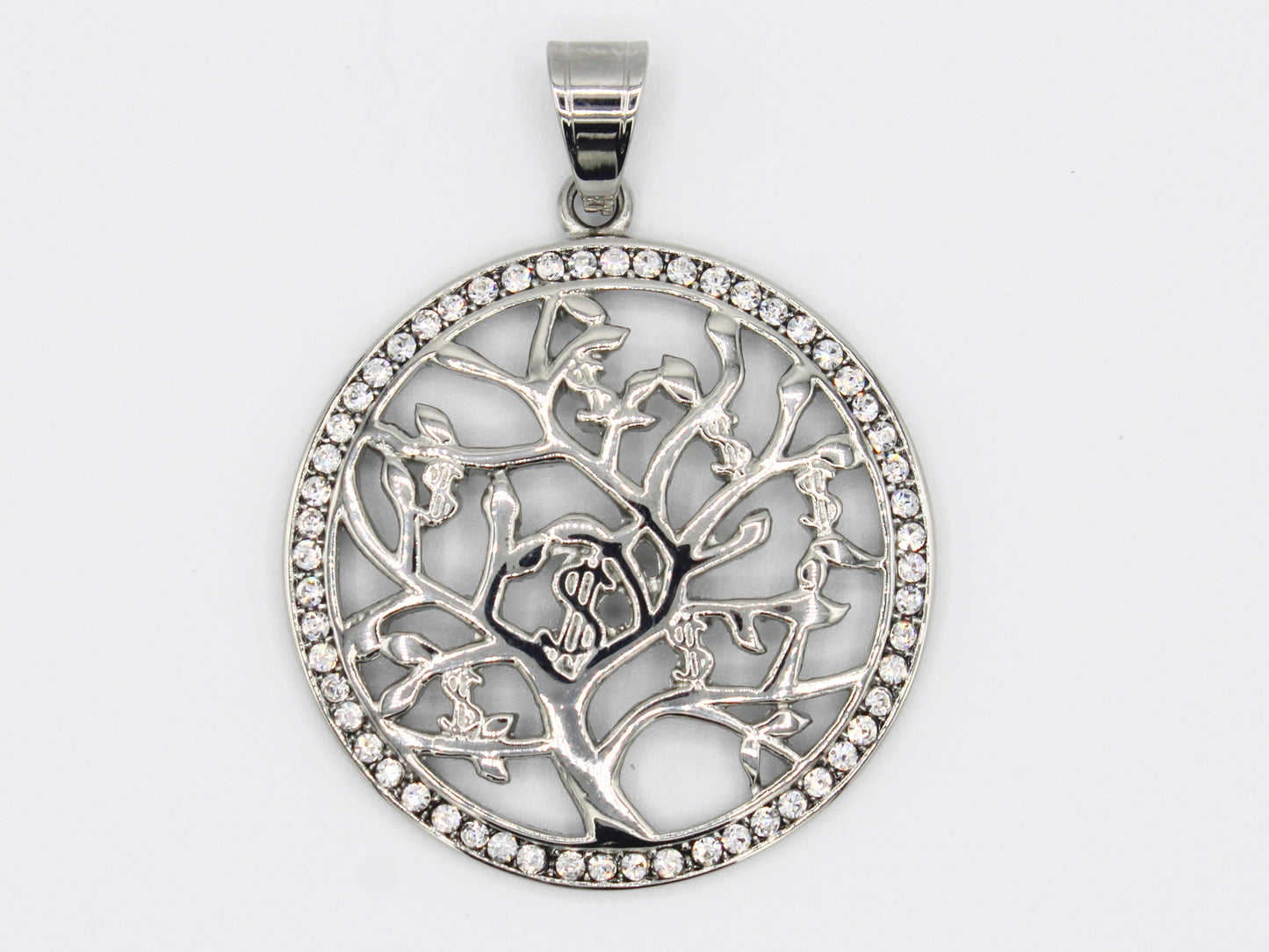 PNS-24 Dije Stainless Steel Money Tree with White Stones