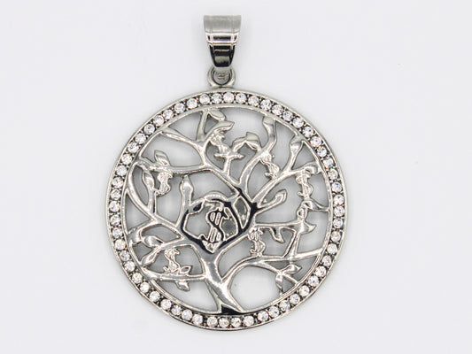PNS-24 Dije Stainless Steel Money Tree with White Stones