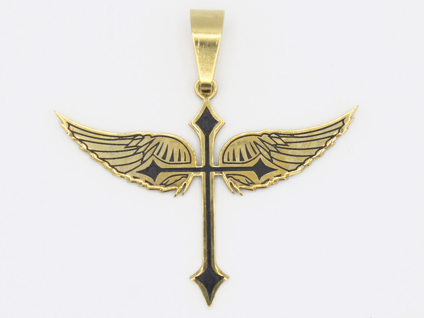 PNS-17 Dije Stainless Steel Angel Wing Cross