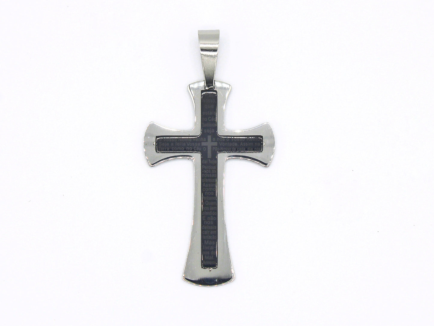 PNS-29 Dije Stainless Steel Black Cross incliya cadena Box 22"