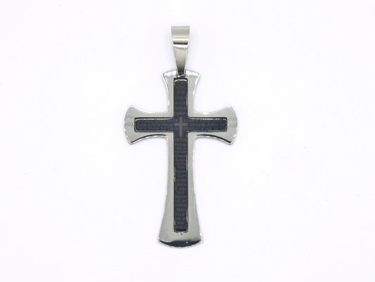 PNS-29 Dije Stainless Steel Black Cross incliya cadena Box 22"