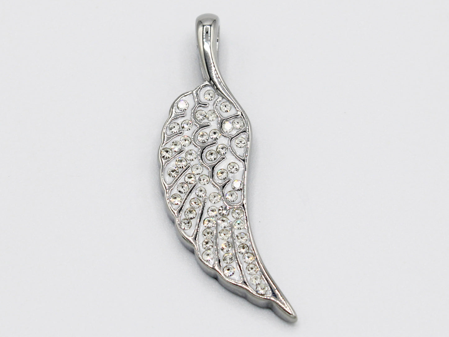 PNS-20 Dijs Stainless Steel Angel Wing with White Stones(1.5")
