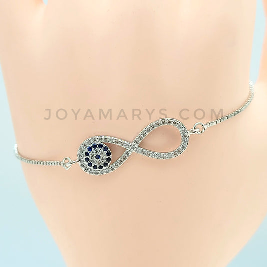 BA-118 Pulsera/Bracelet Adjustable Infinity Sign Evil Eye Blue Stone