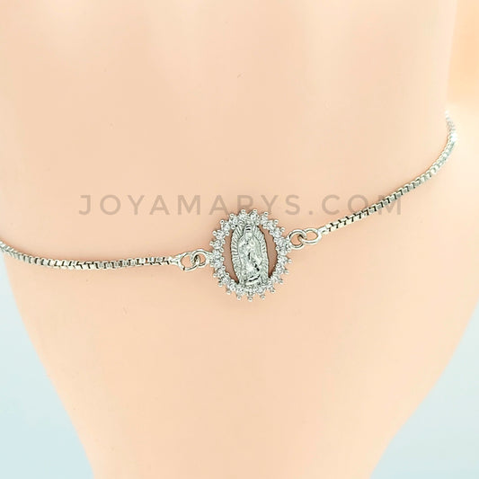 BA-145 Pulsera/Bracelet Adjustable Virgin De Guadalupe Silver