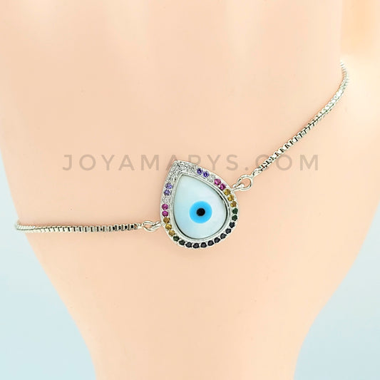 BA-146 Pulsera/Bracelet Adjustable Evil Eye Multicolored Silver