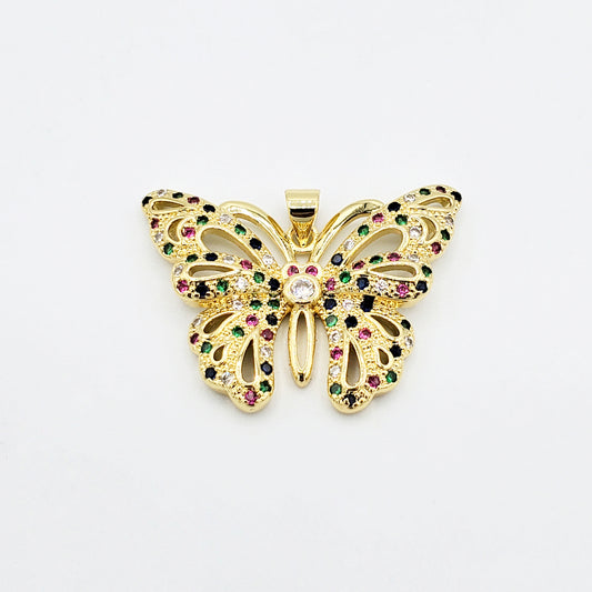 PN-813 Colgante Mariposa Multicolor 2cm Incluye Cadena Mixta 18"-20"