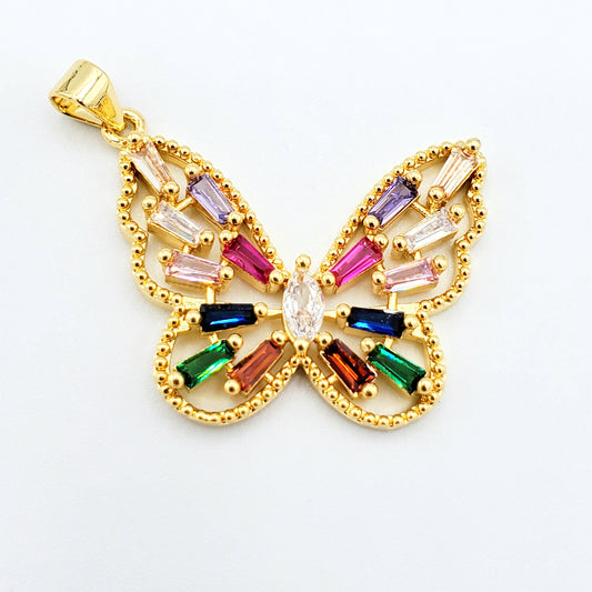 PN-854 Colgante Mariposa Multicolor/Mariposa 3cm Incluye Cadena Mixta 18"-20"