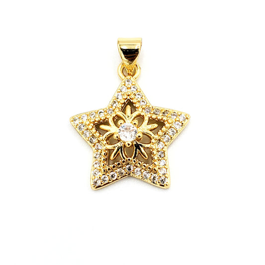 PN-927 Dije Estrella Piedra Blanca 2cm Incluye Cadena Mixta 18"-20"