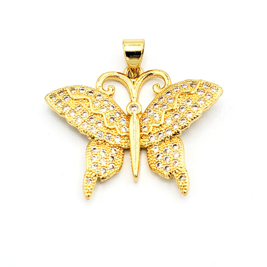 PN-950 Colgante Mariposa con Piedra Blanca 2cm Incluye Cadena Mixta 18"-20"