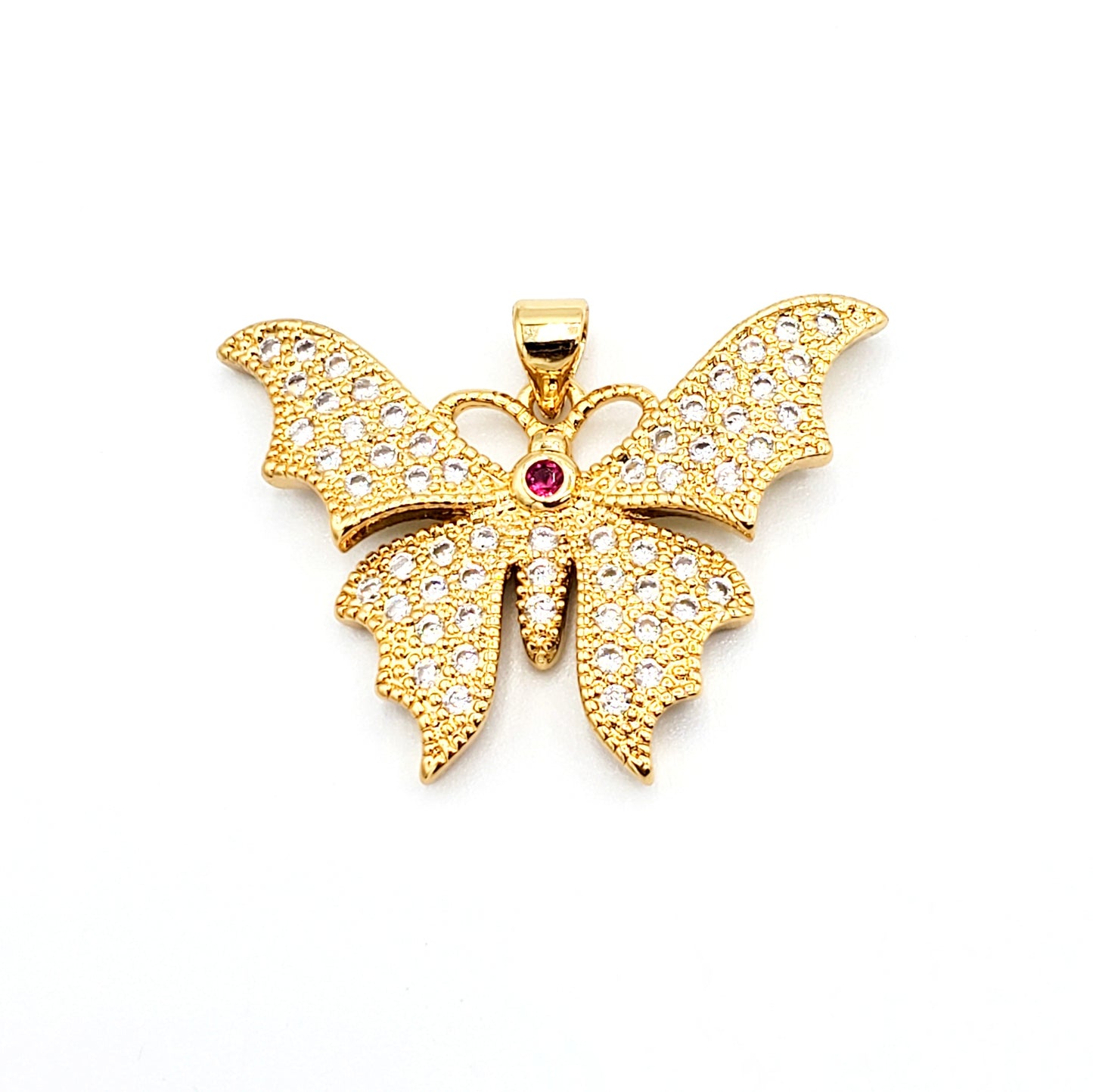 PN-998 Colgante Mariposa con Piedra Blanca 3cm Incluye Cadena Mixta 18"-20"