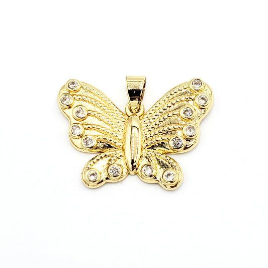 PN-979 Colgante Mariposa con Piedra Blanca 3cm Incluye Cadena Mixta 18"-20"
