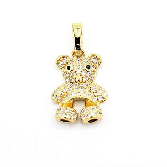 PN-999 Colgante Osito con Piedra Blanca 1cm Incluye Cadena Mixta 18"-20"