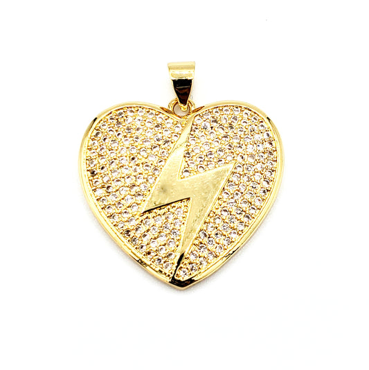 PN-088 Colgante Corazón con Piedra Blanca 1" Incluye Cadena Mixta 18"-20"
