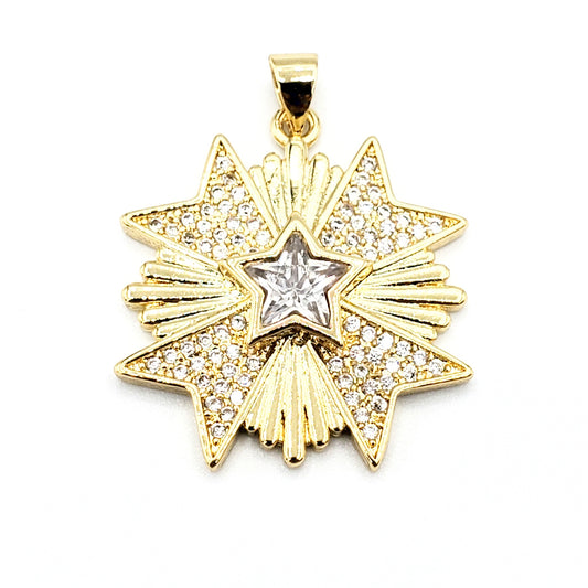 PN-0146 Pendant Estrella Piedra Blanca 1"