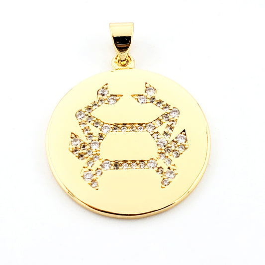 PN-0200 Pendant Simbolo del Zodìaco Zirconia Blanca Cancer 1"