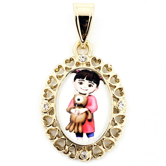 PN-0214 Pendant Monster's Inc Boo Zirconia Blanca Corazón 1.25"