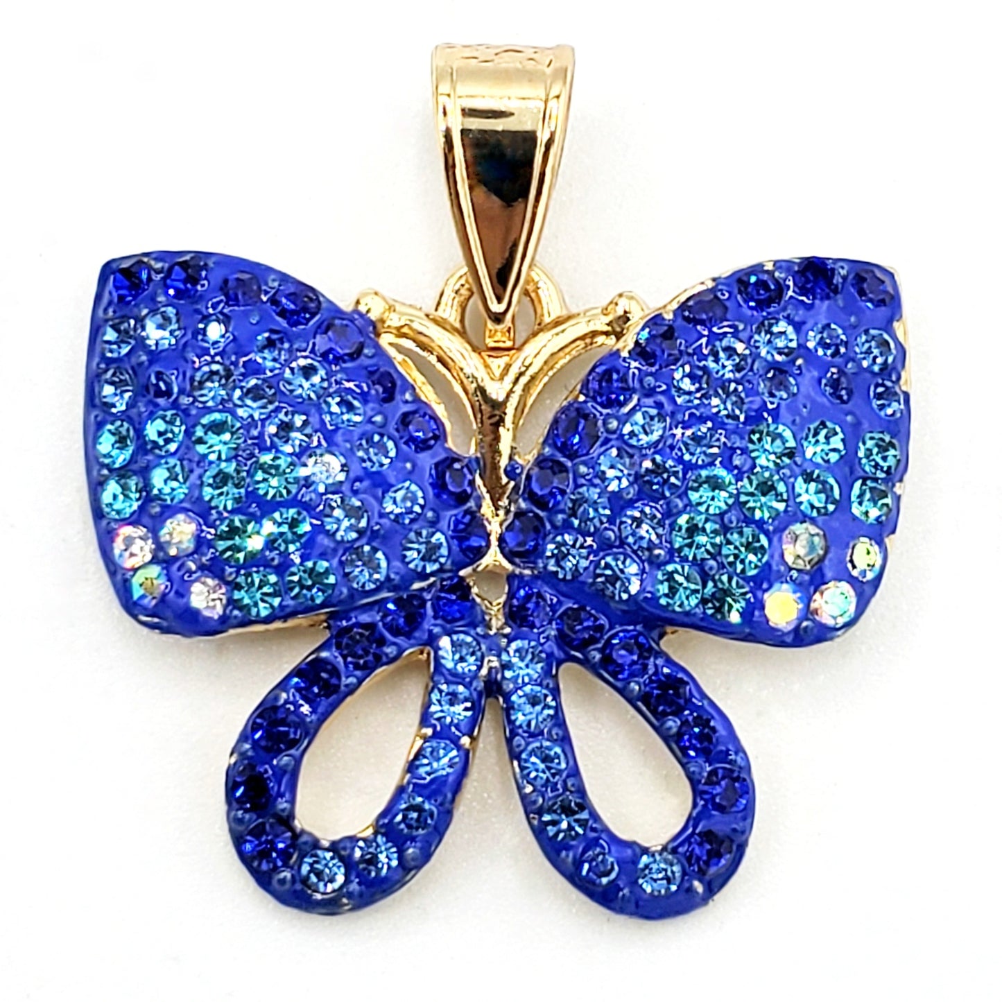 PN-0226 Dije Mariposa Zirconia Azul 1" Incluye Cadena Mixta 18"-20"