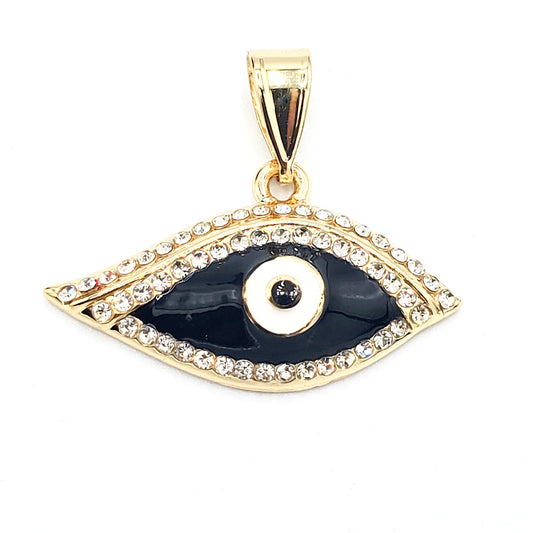 PN-0234 Pendant Ojo Turco Negro Zirconia Blanca 1.25" "