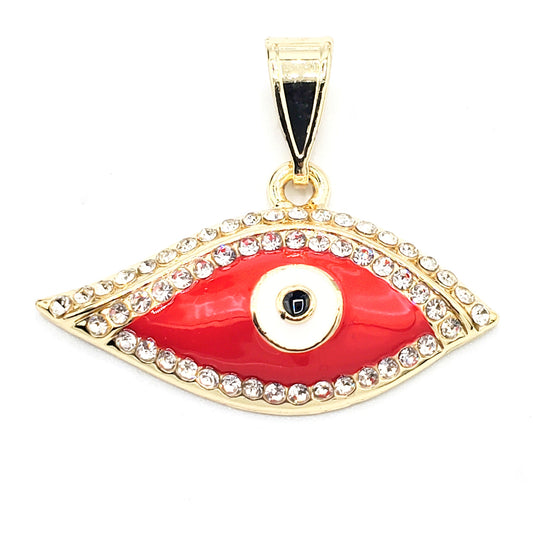 PN-0235 Pendant Ojo Turco Rojo Zirconia Blanca 1.25"