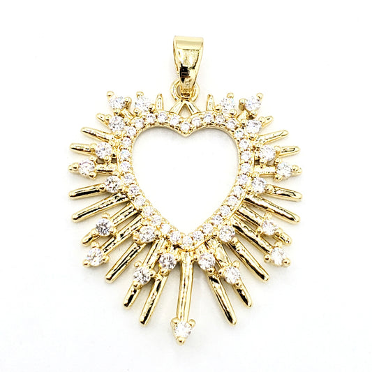 PN-0242 Dije Corazón Zirconia Blanca 1.50" Incluye Cadena Mixta 18"-20"