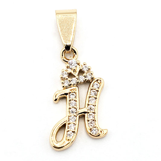 PN-0274 Pendant Letra H Zirconia Blanca 1.25"