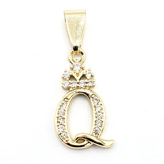 PN-0283 Pendant Letra Q Zirconia Blanca 1.25"