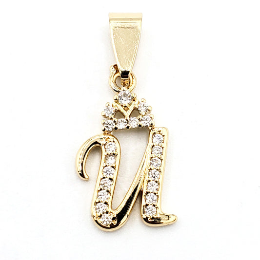 PN-0287 Pendant Letra U Zirconia Blanca 1.25"