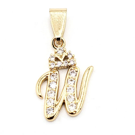 PN-0289 Pendant Letra W Zirconia Blanca 1.25"