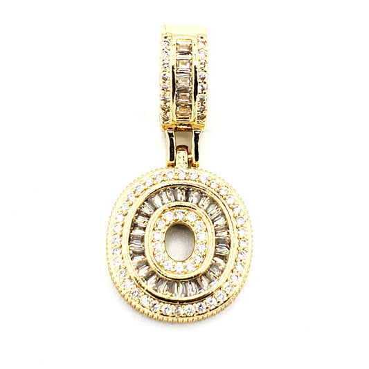 PN-0303 Pendant Letra O Zirconia Blanca 1.35"