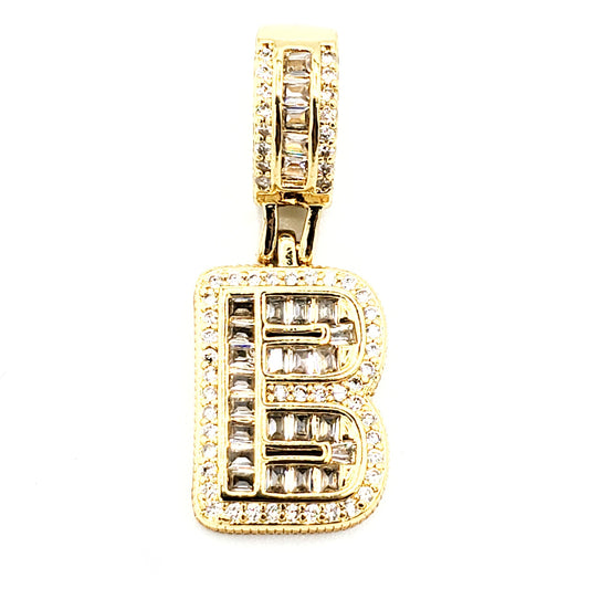 PN-0293 Pendant Letra B Zirconia Blanca 1.35"