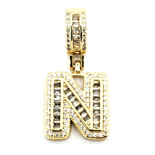 PN-0302 Pendant Letra N Zirconia Blanca 1.35"