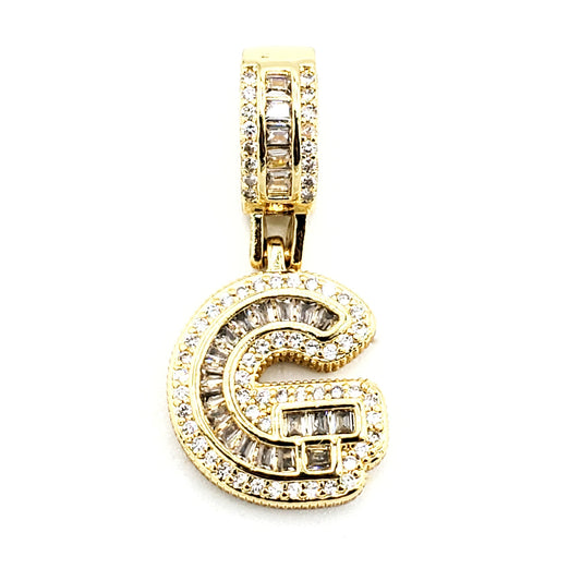 PN-0298 Pendant Letra G Zirconia Blanca 1.35"