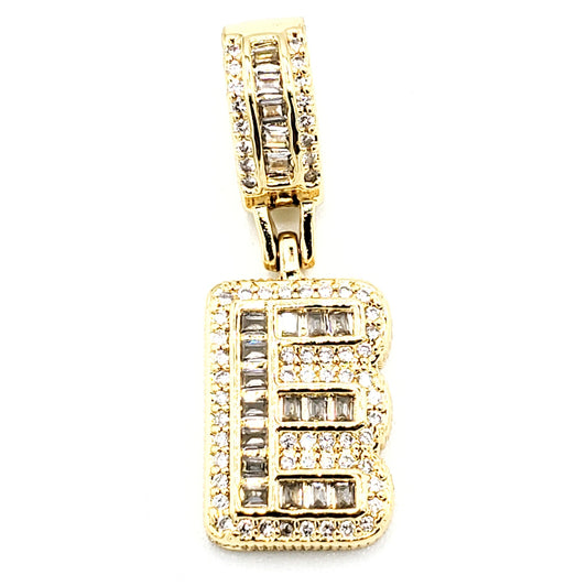 PN-0296 Pendant Letra E Zirconia Blanca 1.35"