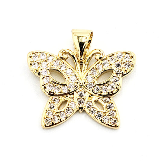 PN-0346 Dije Mariposa Zirconia Blanca 1cm Incluye Cadena Mixta 18"-20"