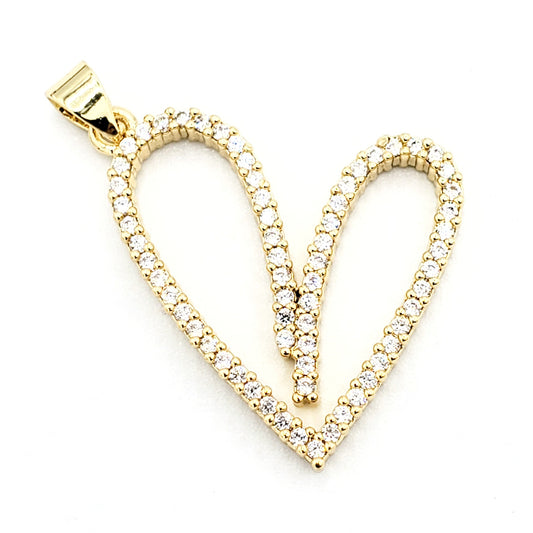 PN-0318 Pendant Corazón Zirconia Blanca 1"