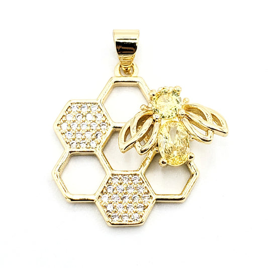 PN-0328 Pendant Abeja Zirconia Blanca 1"