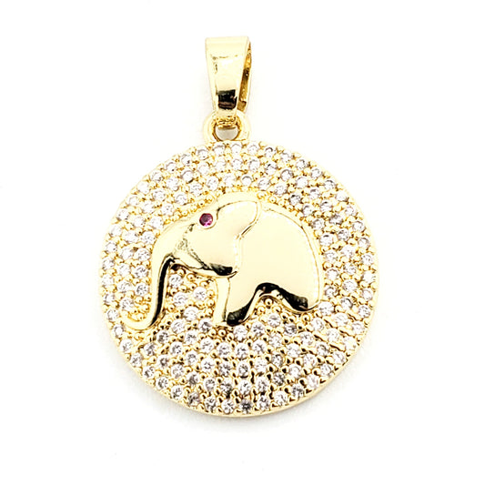 PN-0339 Pendant Elefante Zirconia Blanca 1"