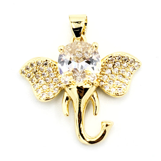 PN-0354 Pendant Elefante Zirconia Blanca 1"