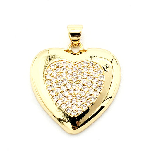 PN-0360 Dije Corazón Zirconia Blanca 1" Incluye Cadena Mixta 18"-20"