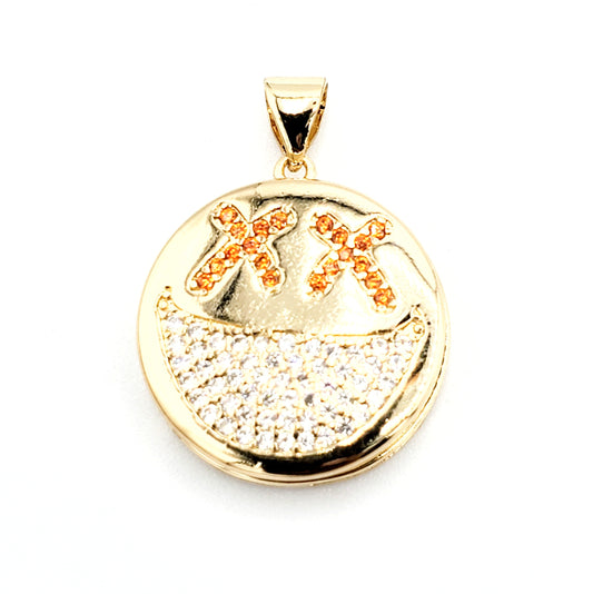 PN-0364 Pendant Cara Sonriente Zirconia Blanca 1"