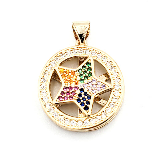 PN-0362 Pendant Zirconia Mulitcolor y Blanca 1"