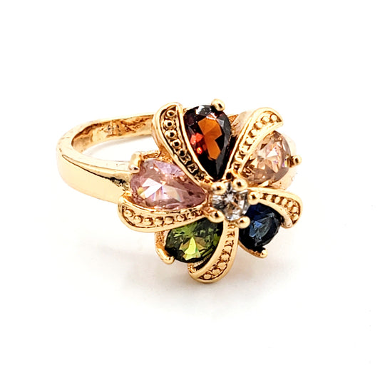 WR-285 Women's Ring/Anillo de Mujer Flor Zirconia Multicolor 0.50"