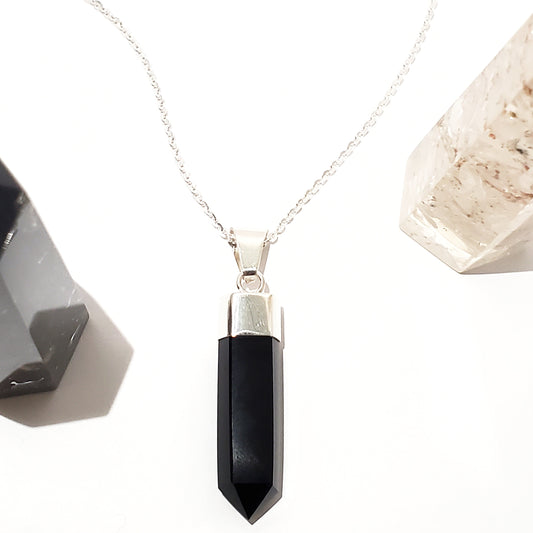 Black Obsidian Natural Crystal Pendant